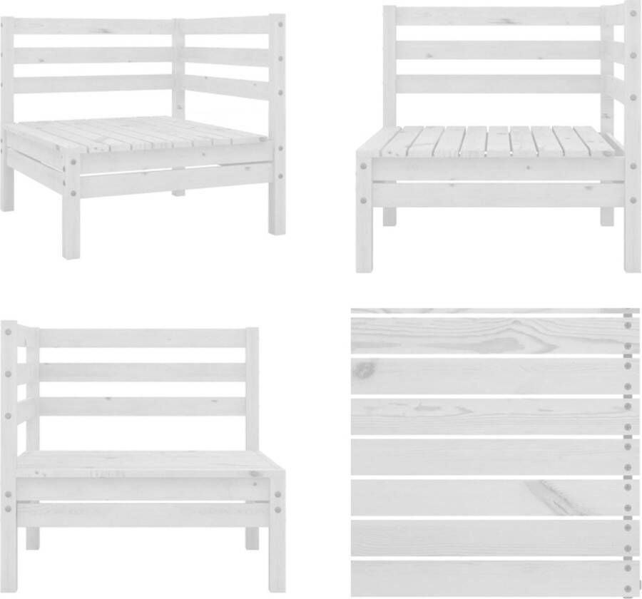 VidaXL Tuinhoekbank massief grenenhout wit Palletbank Palletbanken Pallethoekbank Pallethoekbanken