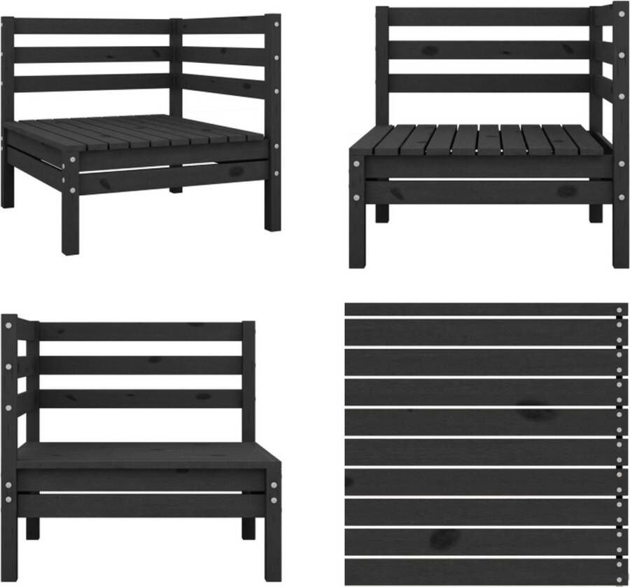 VidaXL Tuinhoekbank massief grenenhout zwart Palletbank Palletbanken Pallethoekbank Pallethoekbanken