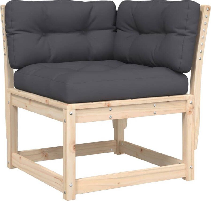 VidaXL Tuinhoekbank met kussens 73x73x78 cm massief grenenhout
