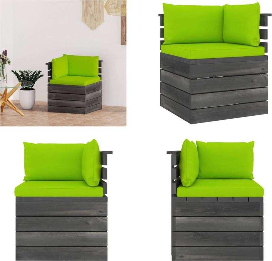 VidaXL Tuinhoekbank met kussens pallet grenenhout Hoekelement Hoekelementen Hoekbank Hoekbanken