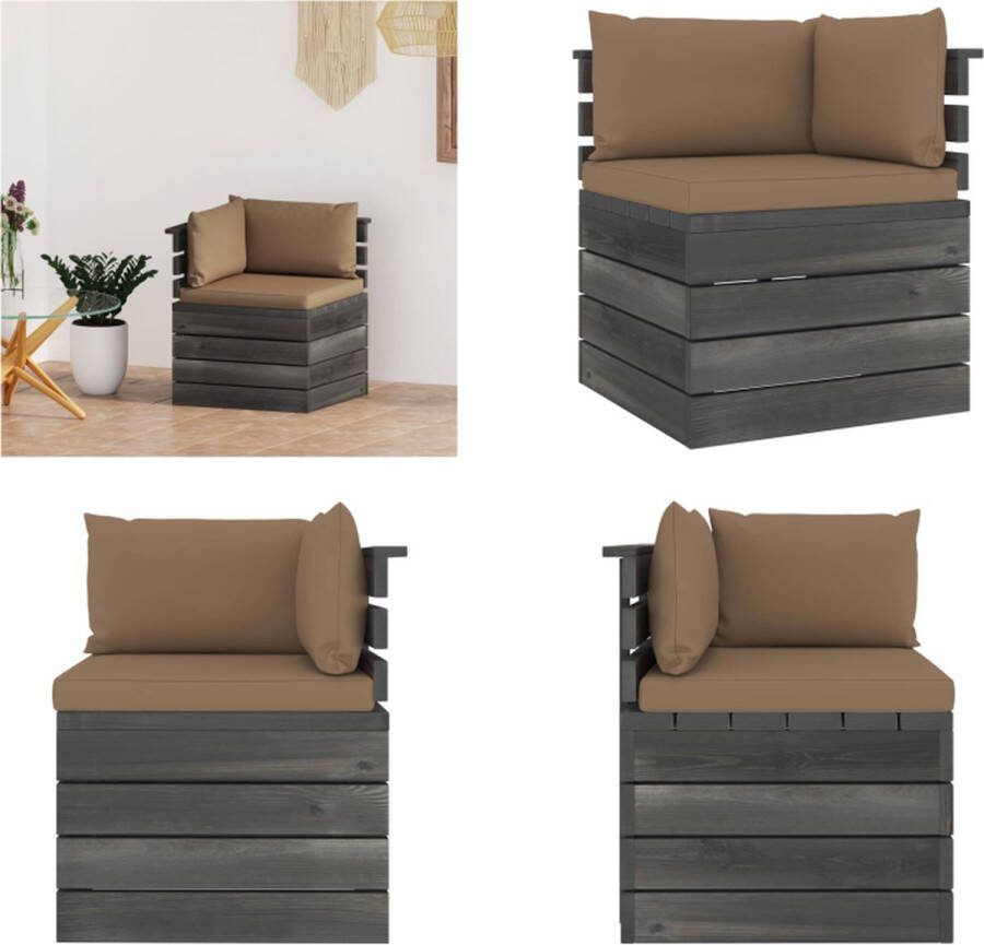 VidaXL Tuinhoekbank met kussens pallet grenenhout Hoekelement Hoekelementen Hoekbank Hoekbanken