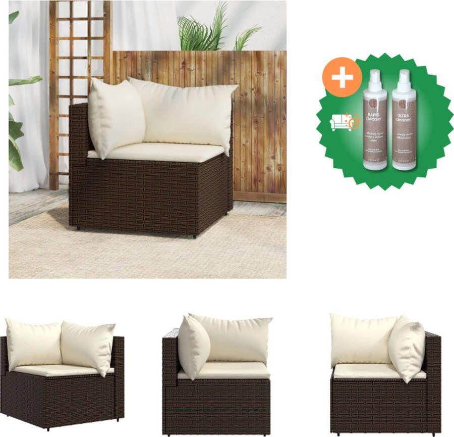 VidaXL Hoekbank PE rattan 63 x 63 x 57.5 cm bruin verstelbare poten Loungebank Inclusief Onderhoudsset