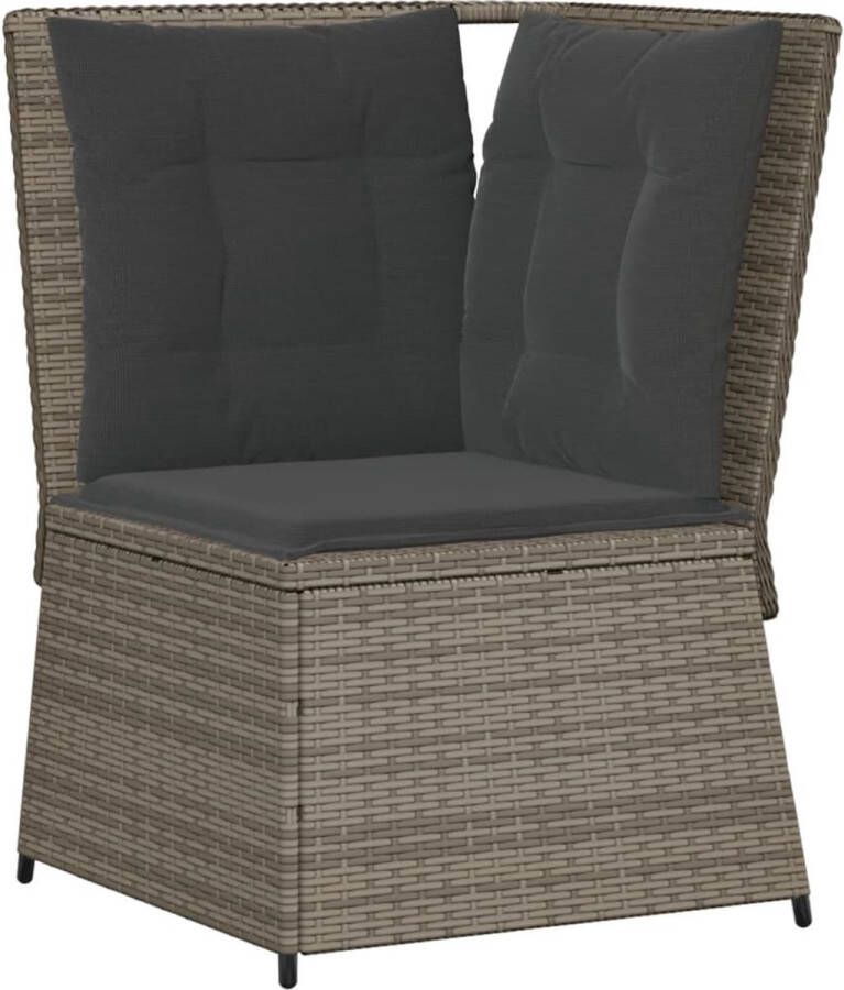 VidaXL Tuinhoekbank met kussens poly rattan grijs