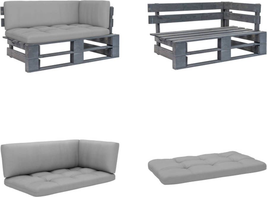 VidaXL Tuinhoekbank pallet geïmpregneerd grenenhout grijs Pallet Hoekbank Pallet Hoekbanken Hoekbank Hoekbanken