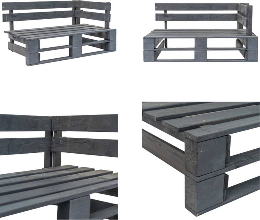 VidaXL Tuinhoekbank pallet hout grijs Pallet Bank Pallet Banken Palletbank Palletbanken