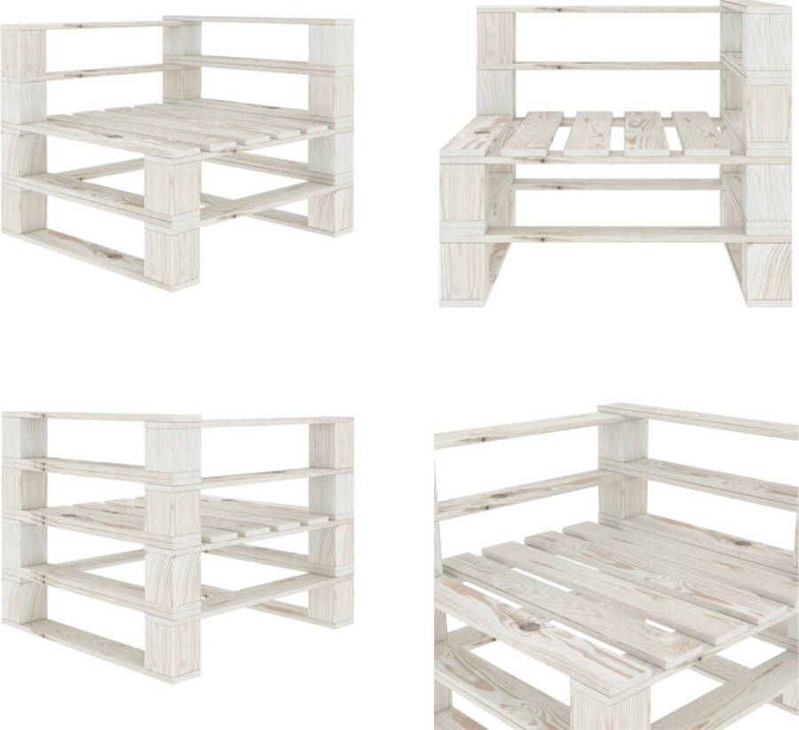 VidaXL Tuinhoekbank pallet hout wit Pallet Bank Pallet Banken Palletbank Palletbanken