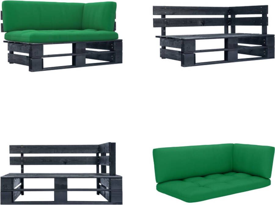 VidaXL Tuinhoekbank pallet zwart geïmpregneerd grenenhout Pallet Hoekbank Pallet Hoekbanken Hoekbank Hoekbanken
