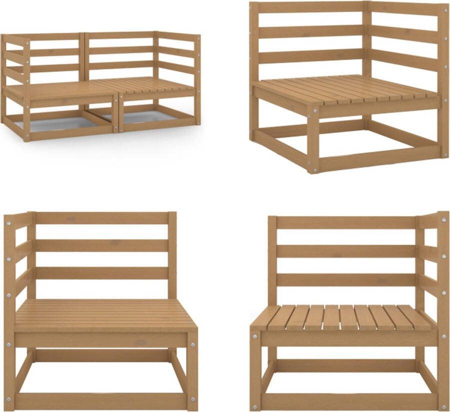 VidaXL Tuinhoekbanken 2 st massief grenenhout honingbruin Palletbank Palletbanken Pallethoekbank Pallethoekbanken