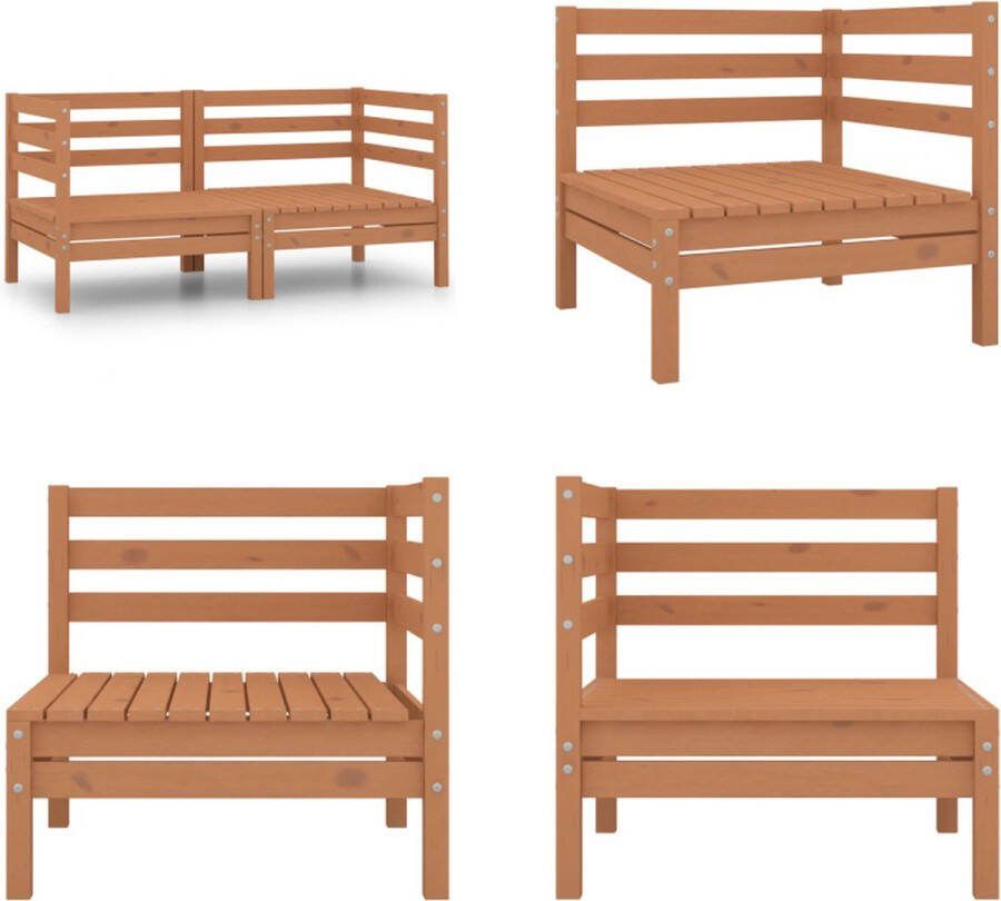 VidaXL Tuinhoekbanken 2 st massief grenenhout honingbruin Palletbank Palletbanken Pallethoekbank Pallethoekbanken