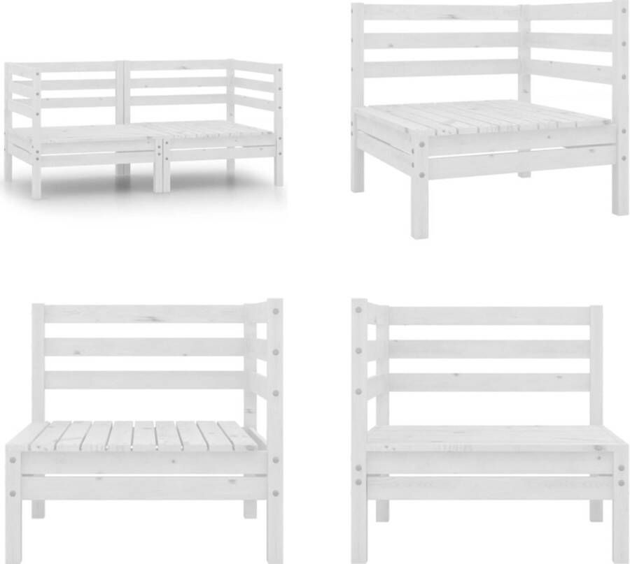 VidaXL Tuinhoekbanken 2 st massief grenenhout wit Palletbank Palletbanken Pallethoekbank Pallethoekbanken