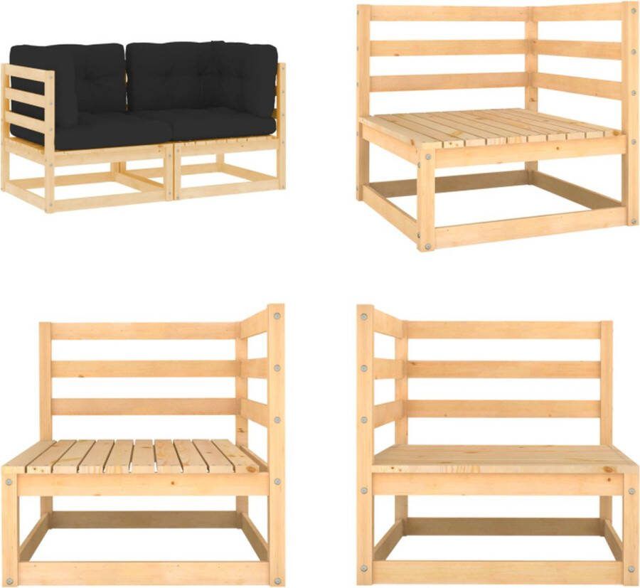 VidaXL Tuinhoekbanken 2 st met kussens massief grenenhout Palletbank Palletbanken Pallethoekbank Pallethoekbanken