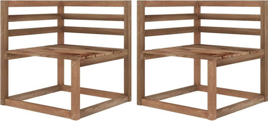 VidaXL -Tuinhoekbanken-2-st-pallet-bruin-geïmpregneerd-grenenhout