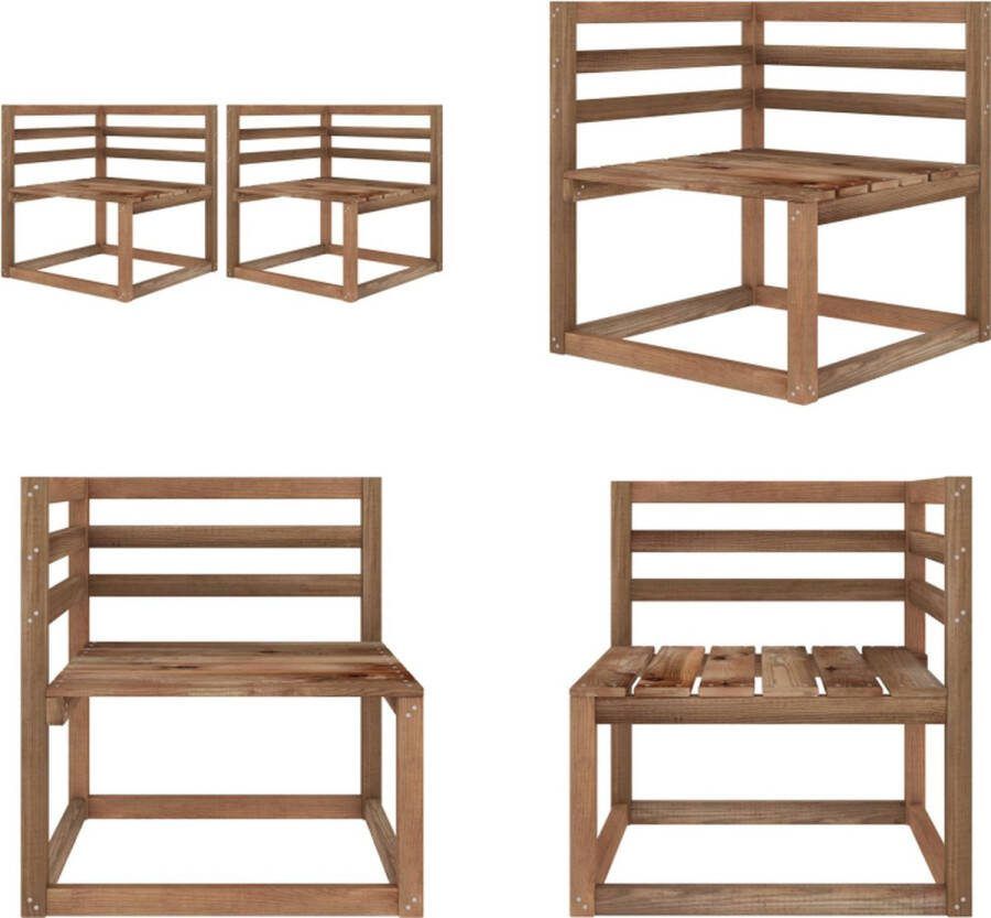 VidaXL Tuinhoekbanken 2 st pallet bruin geïmpregneerd grenenhout Palletbank Palletbanken Pallet Bank Pallet Banken