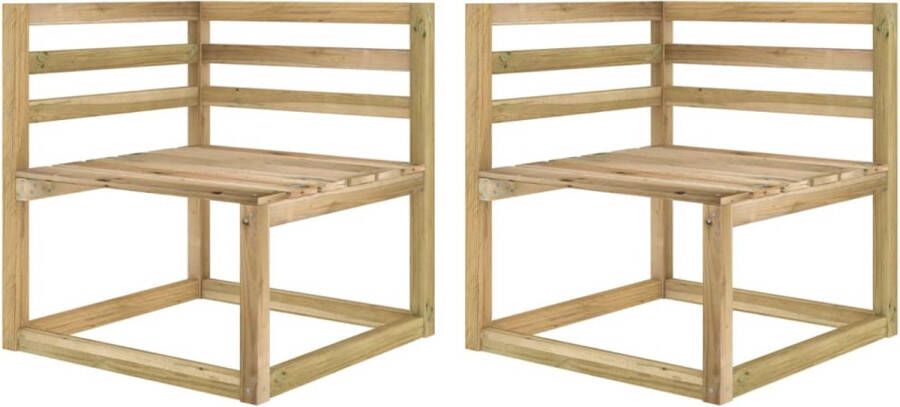 VidaXL -Tuinhoekbanken-2-st-pallet-groen-geïmpregneerd-grenenhout