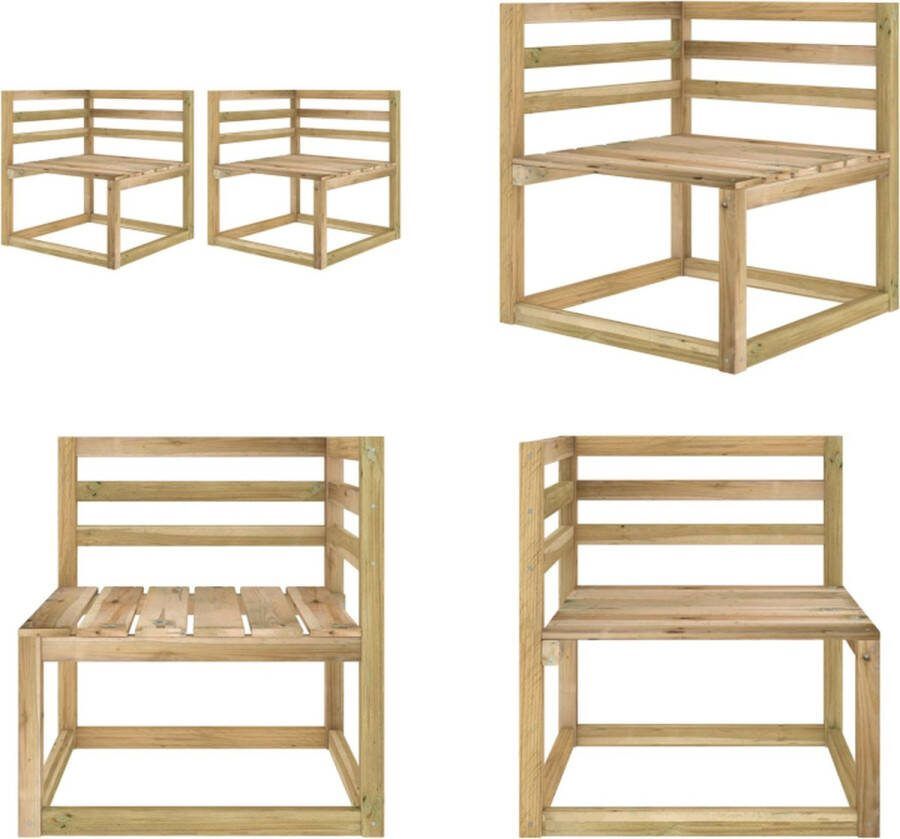 VidaXL Tuinhoekbanken 2 st pallet groen geïmpregneerd grenenhout Palletbank Palletbanken Pallet Bank Pallet Banken