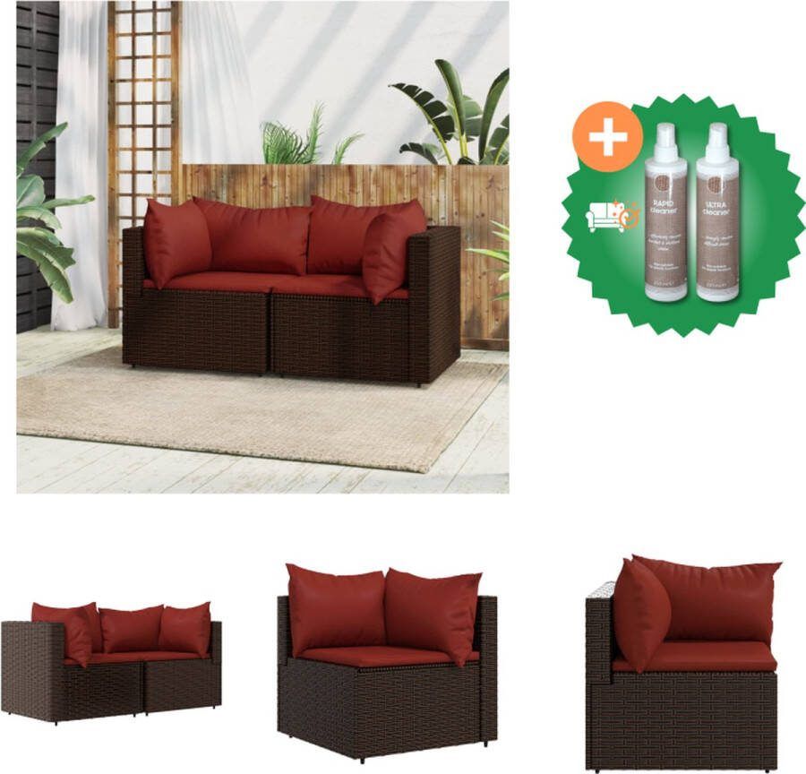 VidaXL Tuinhoekbanken Bruin PE rattan 63 x 63 x 57.5 cm Stabiel frame Loungebank Inclusief Onderhoudsset