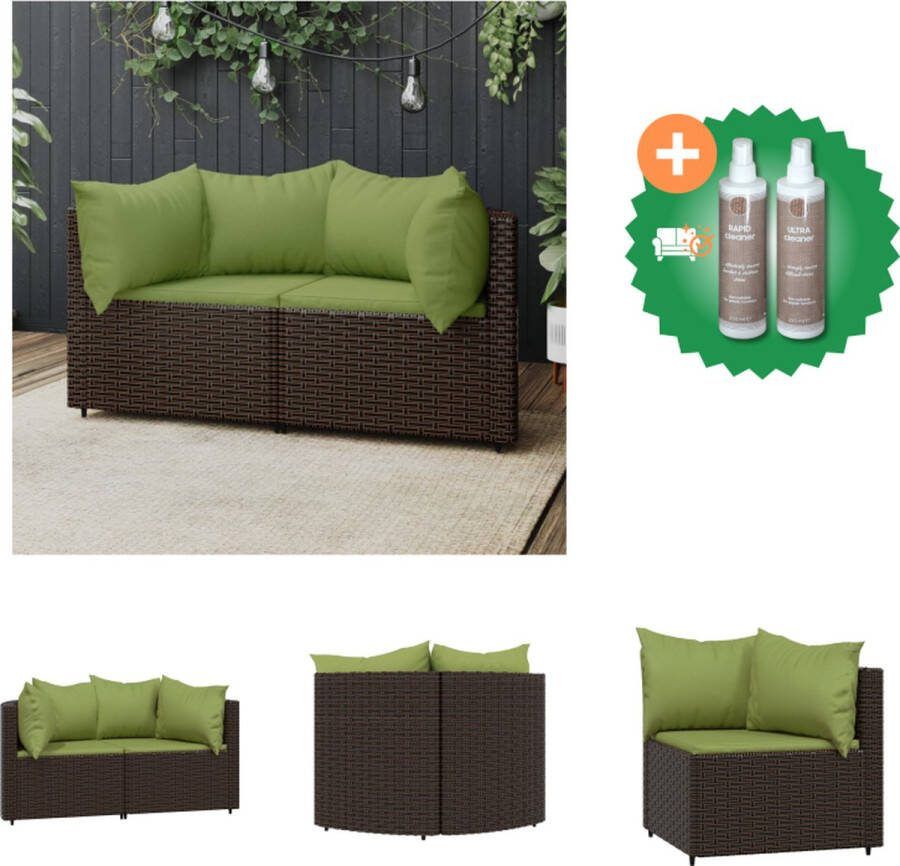 VidaXL Tuinhoekbanken PE rattan modulair ontwerp bruin 2 x hoekbank 2 x zitkussen 2 x groot kussen 2 x klein kussen 63 x 63 x 57.5 cm Loungebank Inclusief Onderhoudsset