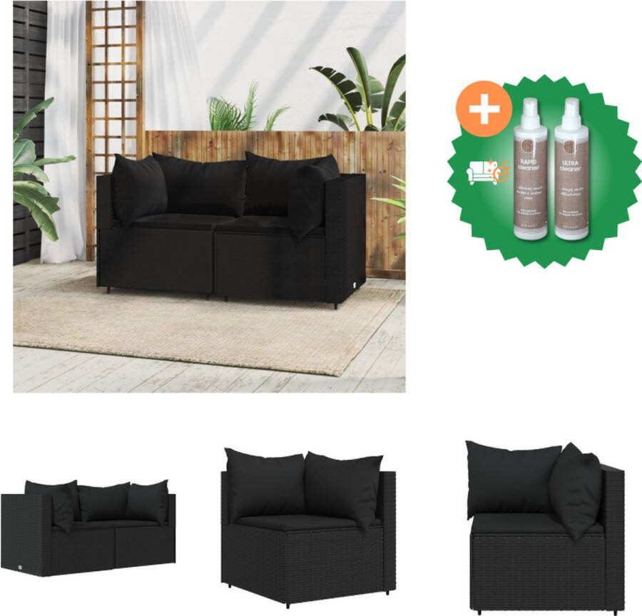 VidaXL Tuinhoekbanken PE rattan Stevig frame Modulair ontwerp Comfortabele zitervaring Zwart 63 x 63 x 57.5 cm 2x hoekbank Loungebank Inclusief Onderhoudsset