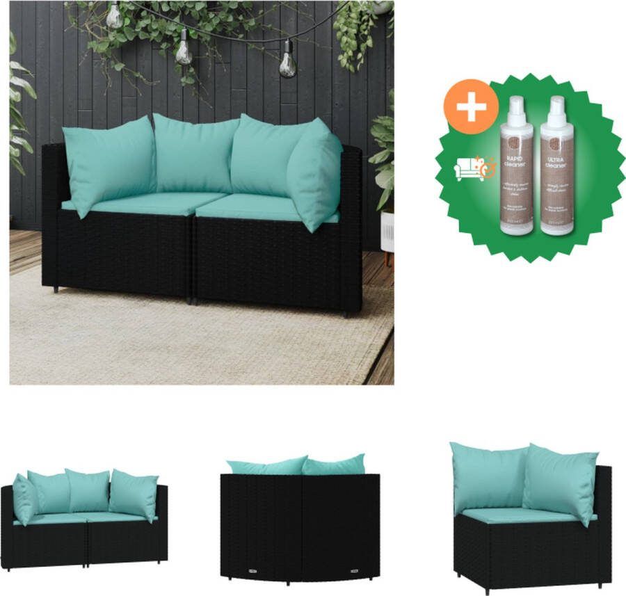 VidaXL Hoekbank Tuinmeubelen 63x63x57.5cm Weerbestendig Stalen frame Modulair ontwerp Comfortabele zitting Zwart Loungebank Inclusief Onderhoudsset