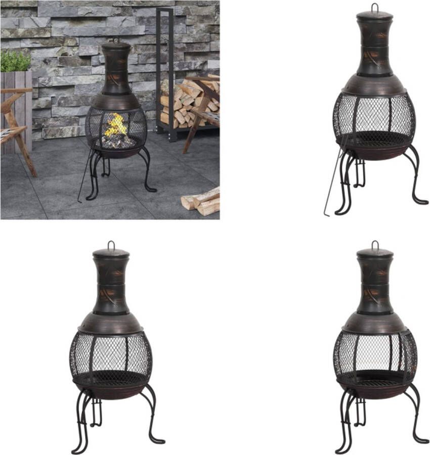 VidaXL Tuinkachel met pook 39x39x90 cm staal Tuinkachel Tuinkachels Terrasverwarmer Terraskachel