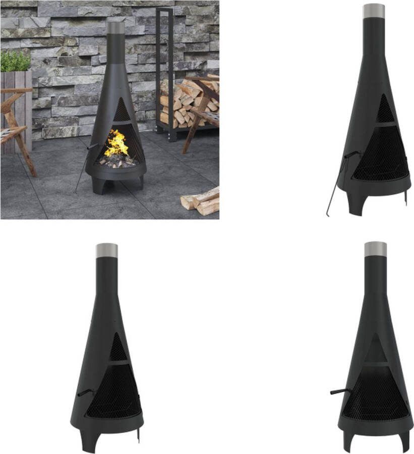 VidaXL Tuinkachel met pook 45x45x122 cm staal Tuinkachel Tuinkachels Terrasverwarmer Terraskachel
