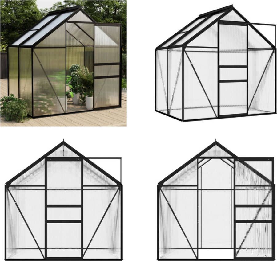 VidaXL Tuinkas 2-47 m³ aluminium antracietkleurig Kas Kassen Broeikas Broeikassen
