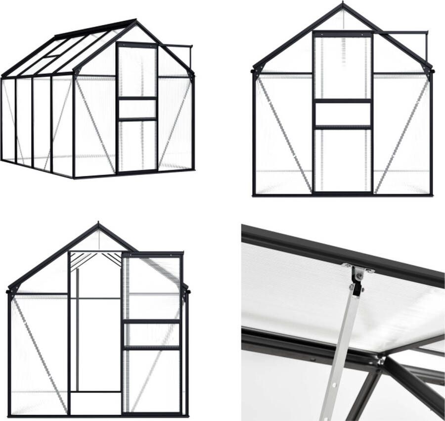 VidaXL Tuinkas 4-75 m² aluminium antracietkleurig Kas Kassen Broeikas Broeikassen