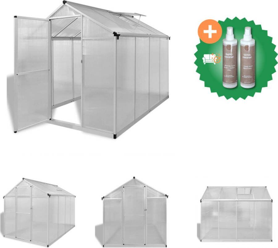 VidaXL Tuinkas met basisframe 4 6 m² versterkt aluminium Kas Inclusief Onderhoudsset