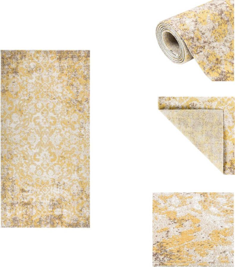 VidaXL Tuinkleed Geel 100 x 200 cm PP Materiaal Dubbellaags Jacquard Buitenkeuken