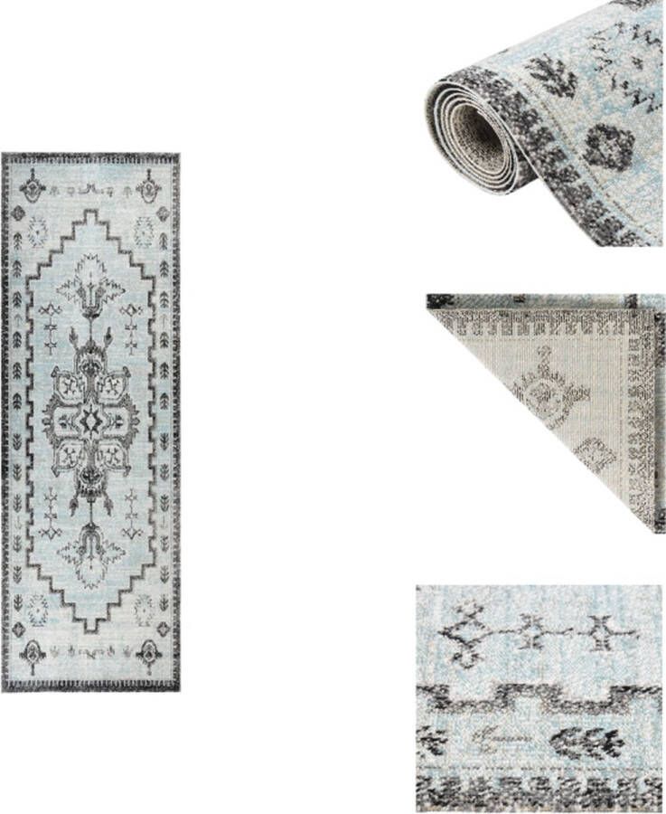 VidaXL Tuinkleed PP Groen Grijs 80x250 cm Weerbestendig Dubbellaags Jacquard Buitenkeuken