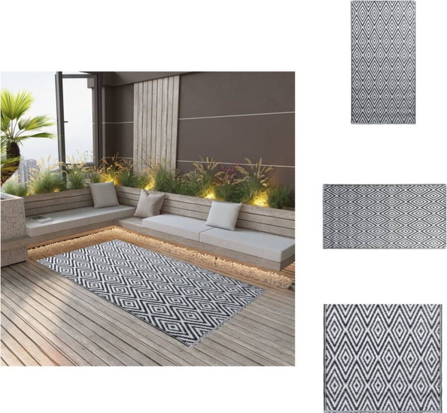 VidaXL Tuinkleed zwart wit 190 x 290 cm Jacquard patroon Buitenkeuken