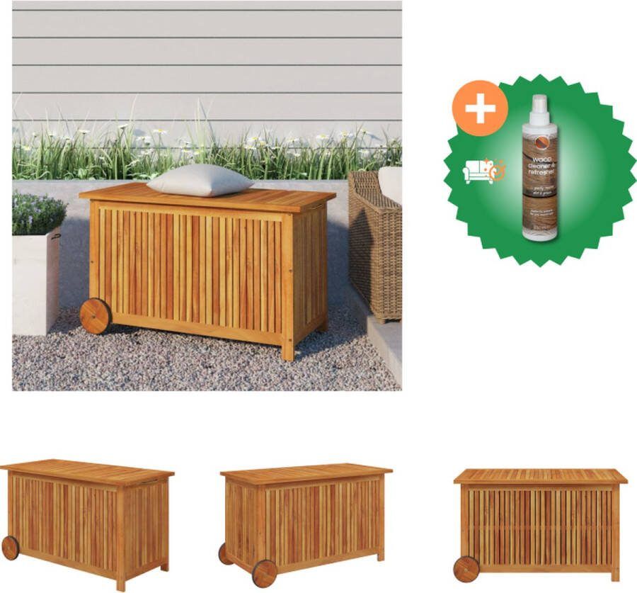 VidaXL Tuinkussenbox Acaciahout 90x50x58 cm Waterbestendige Binnenzak Opberger Inclusief Houtreiniger en verfrisser