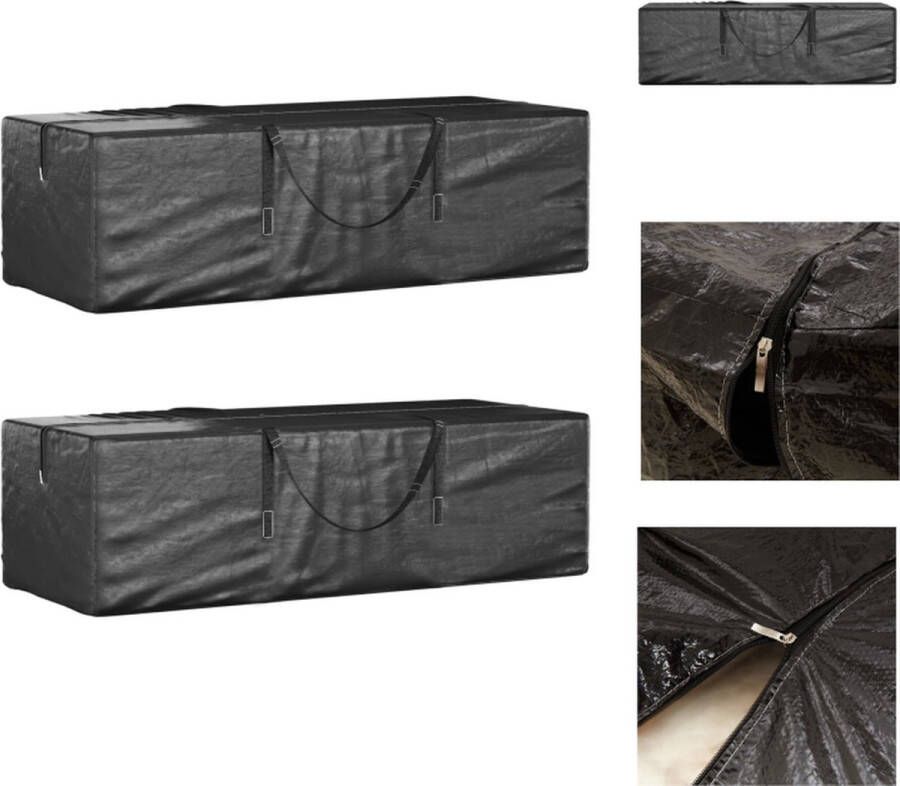 VidaXL Tuinkussenhoezen 135 x 40 x 55 cm PE Zwart Tuinmeubelhoes