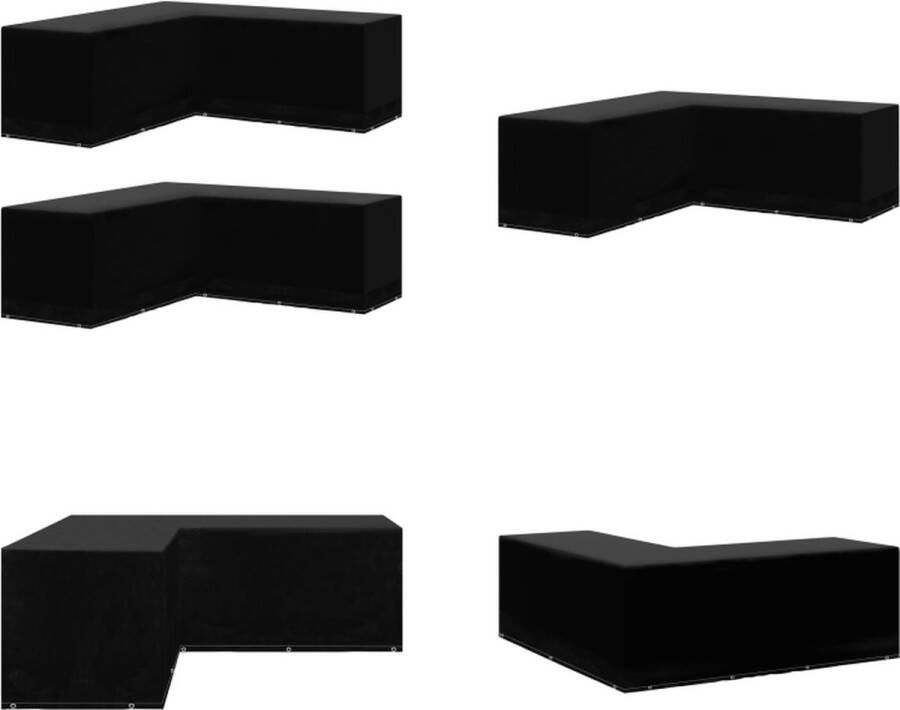 VidaXL Tuinmeubelhoezen 2 st L-vormig 12 oogjes 250x250x90 cm Tuinmeubel Hoes Tuinmeubel Hoezen Meubelhoes Meubelhoezen