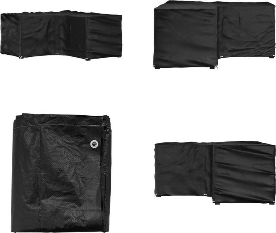 VidaXL Tuinmeubelhoezen met 16 oogjes L-vormig 215x215x90 cm Tuinmeubelhoes Tuinmeubelhoezen Loungeset Hoes Tuinmeubel
