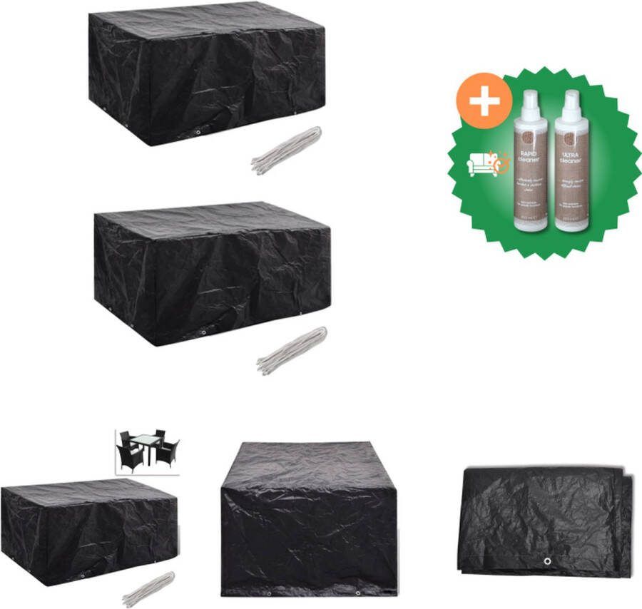VidaXL Tuinmeubelhoezen poly rattan 2 st 4 persoons 180x140 cm Tuinmeubelhoes Inclusief Onderhoudsset