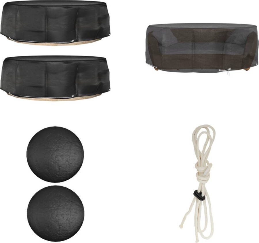 VidaXL Tuinmeubelhoezen voor loungebed 2 st 10 oogjes rond Ø236x67 cm Eilandloungehoes Eilandloungehoezen Tuinmeubelhoes Tuinmeubel Hoes
