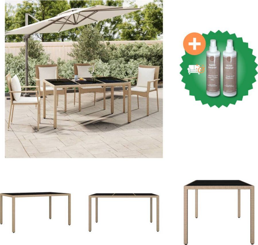 VidaXL Tuinmeubelset PE-rattan Staalframe Glazen tafelblad Waterbestendig Tuinset Inclusief Onderhoudsset