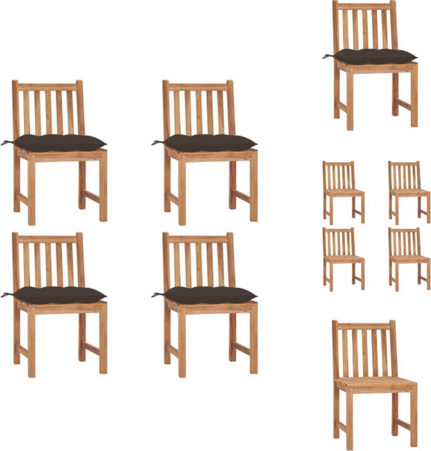 VidaXL Tuinmeubelset Teakhout 4 stoelen 50x53x90 cm incl kussens Tuinstoel
