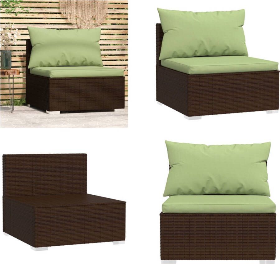 VidaXL Tuinmiddenbank met kussens poly rattan bruin Tuinmiddenbank Tuinmiddenbanken Middenbank Tuinbank