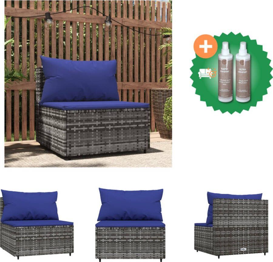 VidaXL Middenbank Grijs 63x63x57.5 cm PE rattan Stevig frame Modulair ontwerp Comfortabele zitervaring Loungebank Inclusief Onderhoudsset