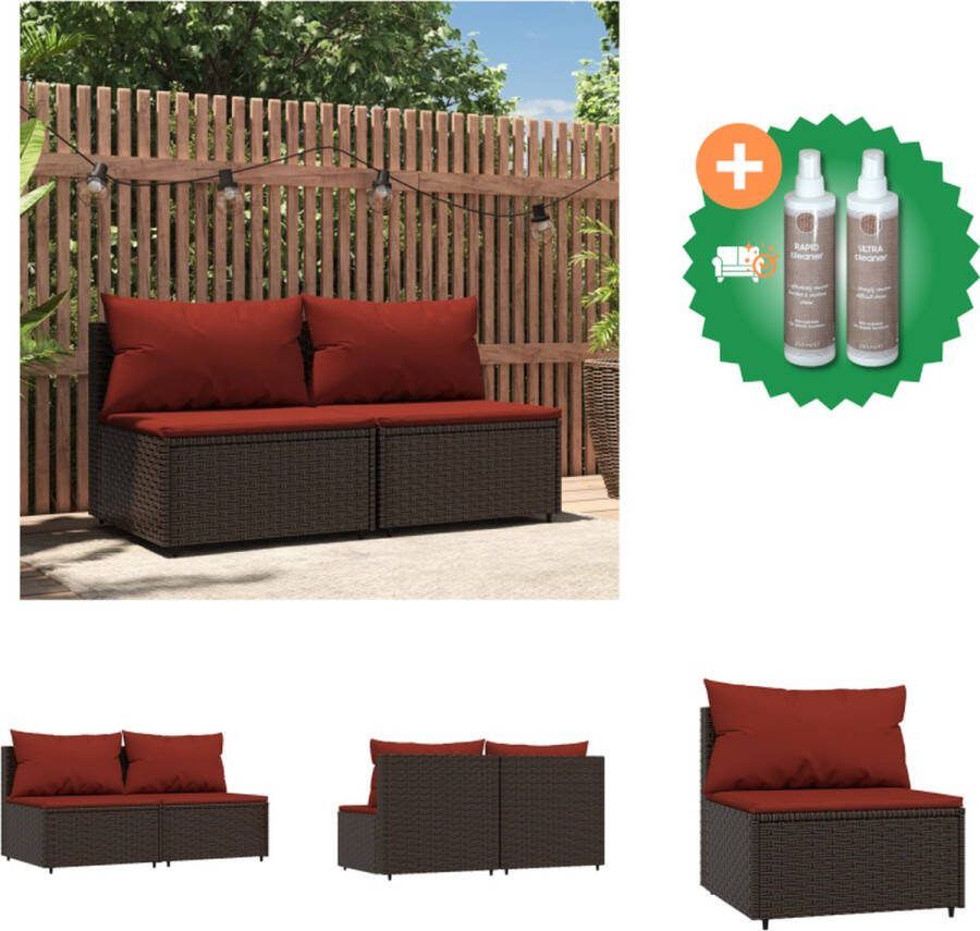 VidaXL Tuinmiddenbanken Bruin 63 x 63 x 57.5 cm Weerbestendig PE rattan Loungebank Inclusief Onderhoudsset