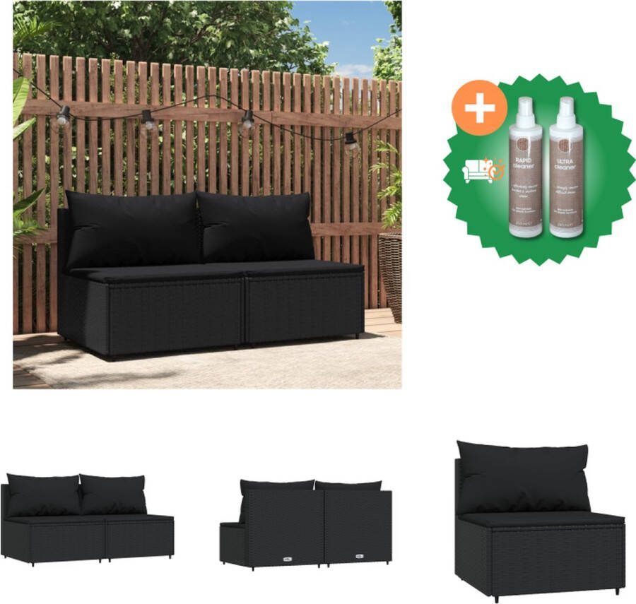 VidaXL Tuinmiddenbanken Trendy Zwart 63x63x57.5cm Weerbestendig Loungebank Inclusief Onderhoudsset