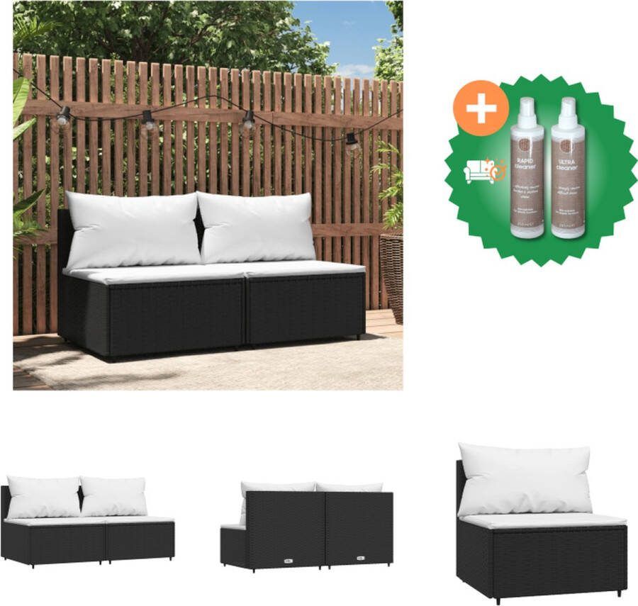 VidaXL Tuinmiddenbanken Zwart 63x63x57.5 cm Weerbestendig Modulair ontwerp Loungebank Inclusief Onderhoudsset