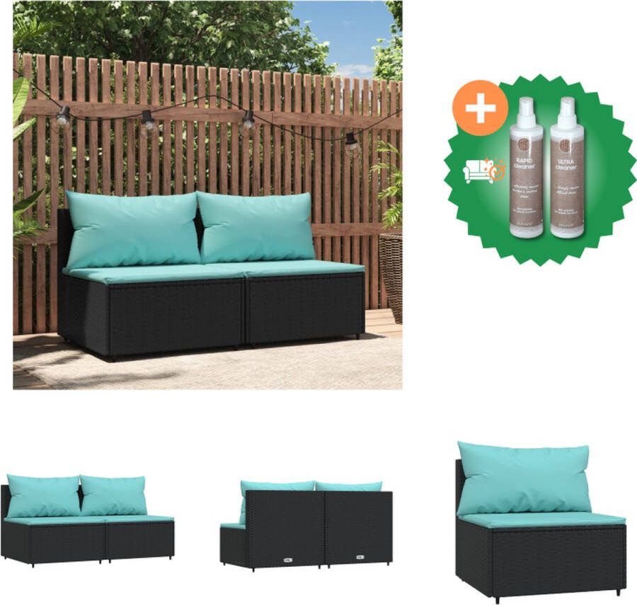 VidaXL Tuinmiddenbanken Zwart 63 x 63 cm Weerbestendig PE rattan Stabiel stalen frame Loungebank Inclusief Onderhoudsset