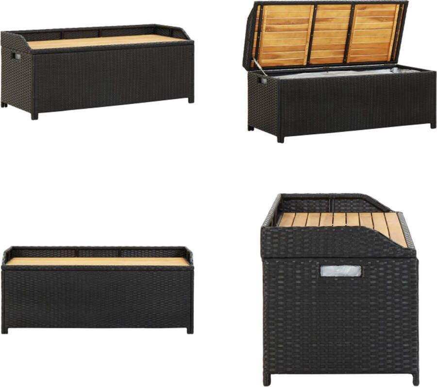 VidaXL Tuinopbergbank 120 cm poly rattan zwart Opslagbank Opslagbanken Opbergbankje Opbergbankjes