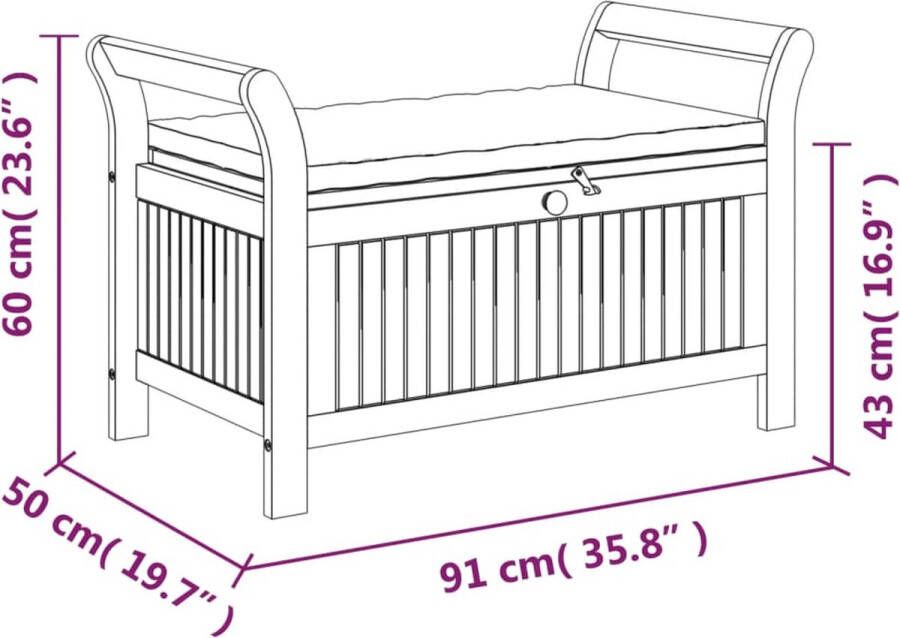 VidaXL -Tuinopbergbank-met-kussen-91-cm-massief-acaciahout