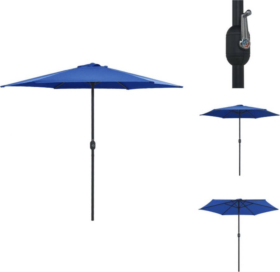 VidaXL Tuinparasol Ø270 x 246 cm Azuurblauw UV-beschermend polyester Aluminium paal Zwengelmechanisme Parasol