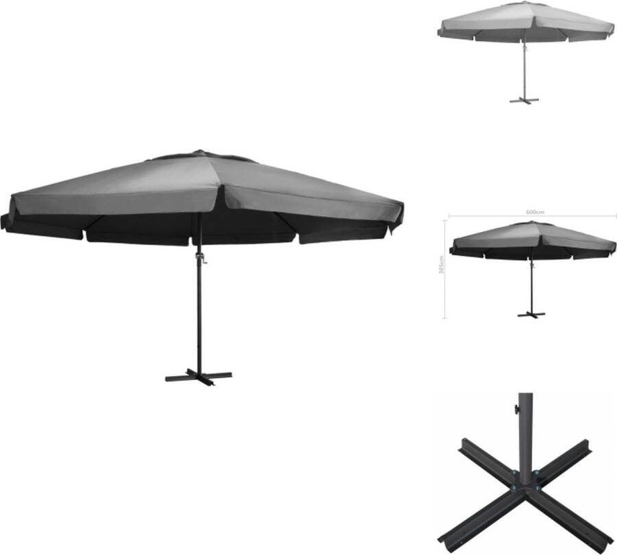 VidaXL Tuinparasol Antraciet 600x385 cm UV-beschermend polyester Stabiele aluminium paal Inclusief kruisvoet Eenvoudige montage Parasol