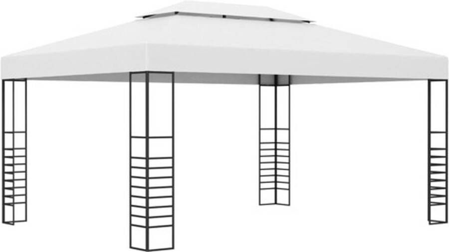 VidaXL Tuinprieel 4x3x2 7 m gepoedercoat staal wit VDXL_47956